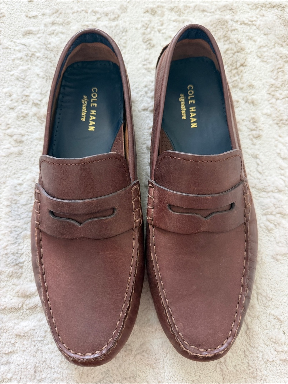 Cole Haan Men’s Brown Leather Penny Loafers - Classic Slip-On